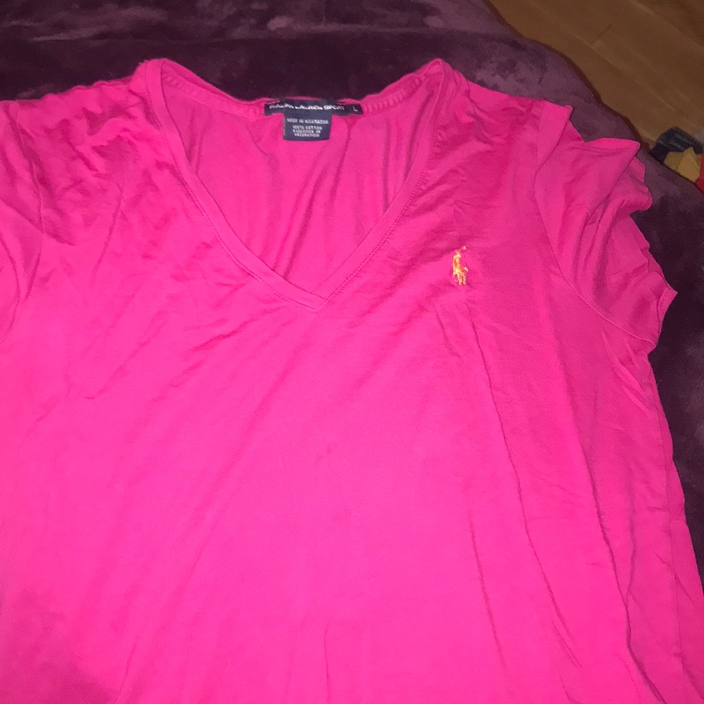 Pink polo v-neck